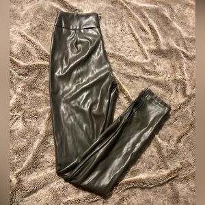 Deep green faux leather pants
